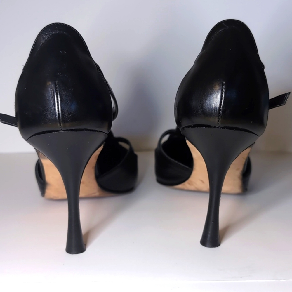 MANOLO BLAHNIK Vintage heels black leather pointed toe pumps 9.5 - Picture 6 of 10